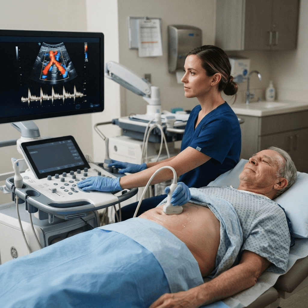 Conteúdo educativo sobre Eco Doppler da Aorta e das Artérias Ilíacas