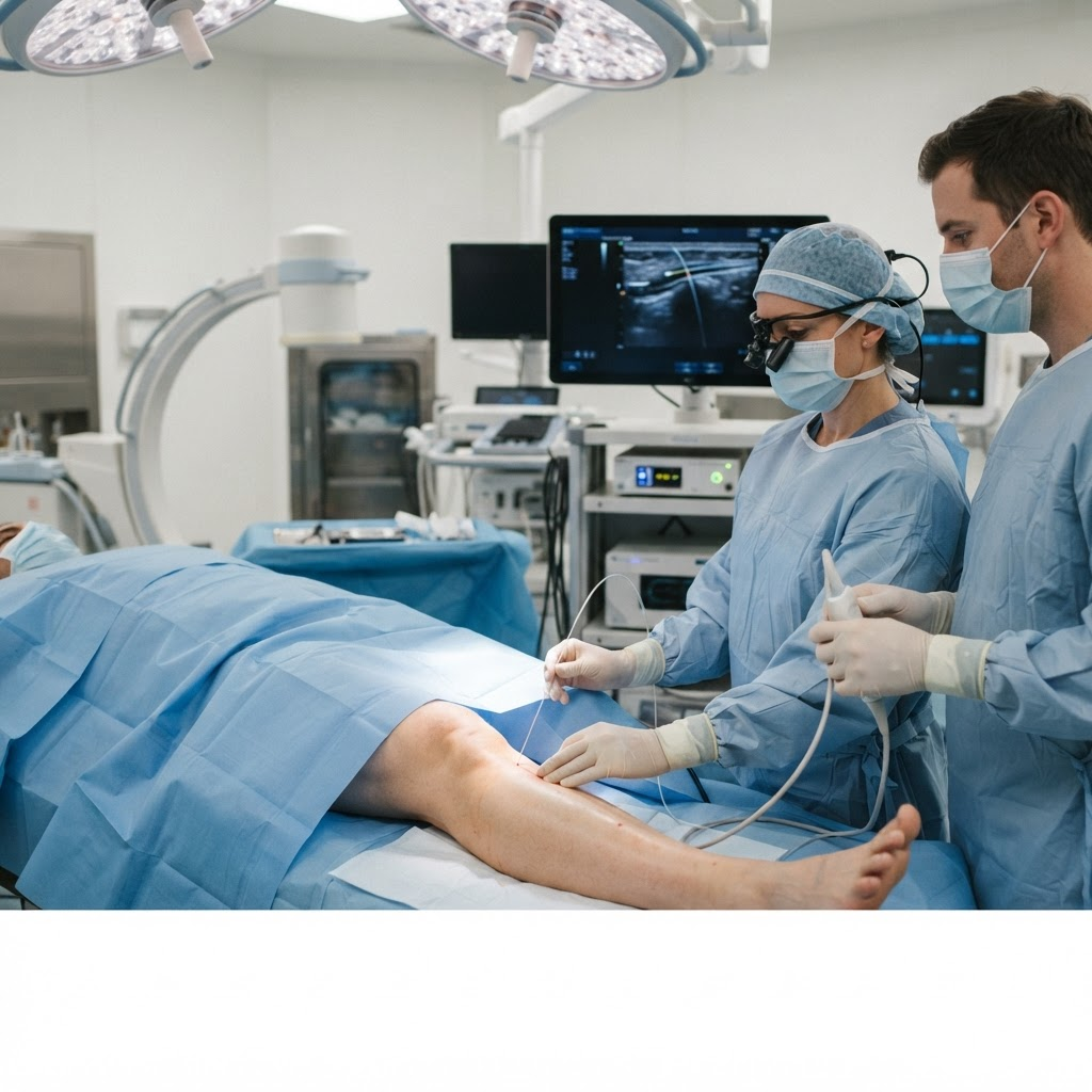 Imagem educativa sobre Endolaser (Termoablação Endovenosa por Laser)