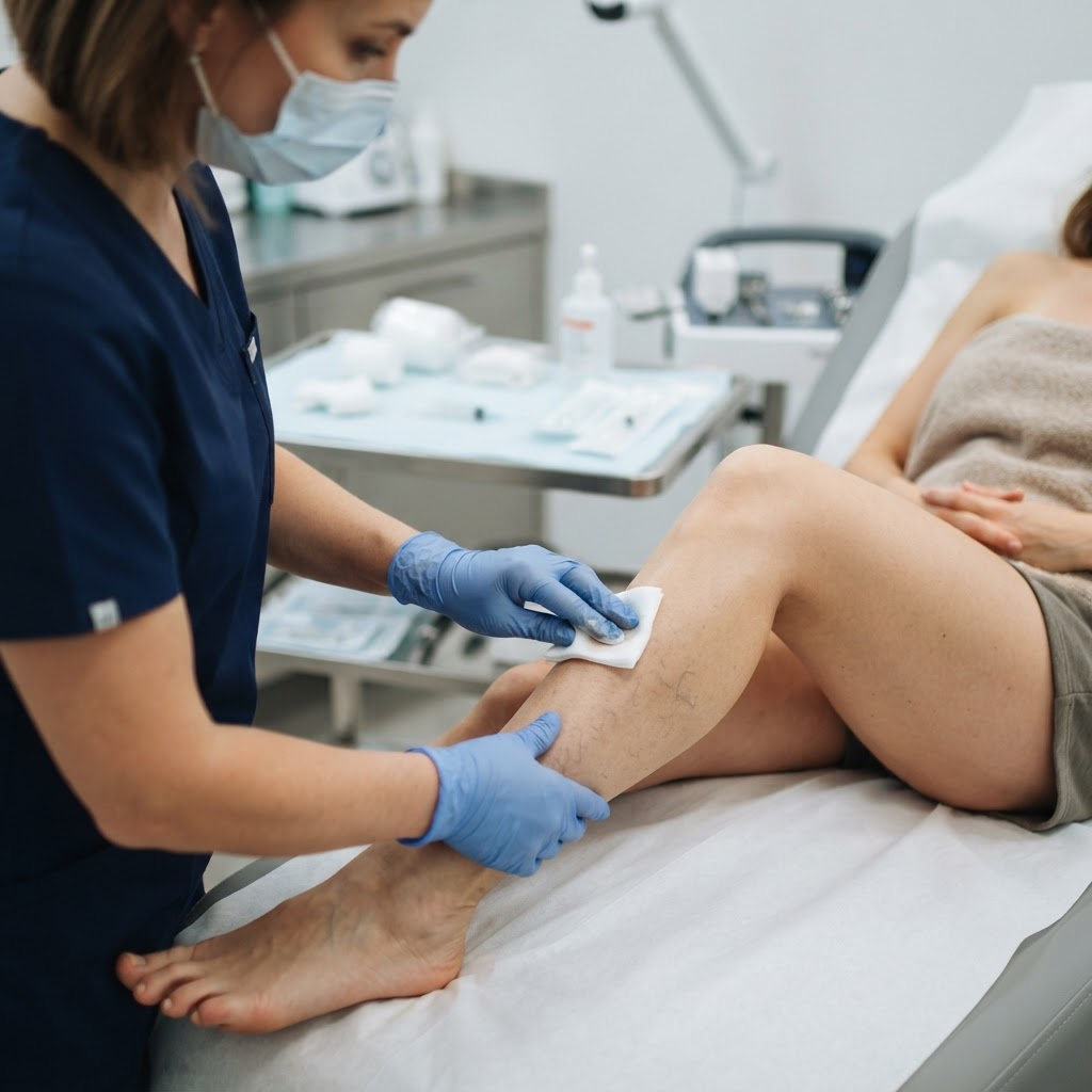 Imagem educativa sobre Escleroterapia